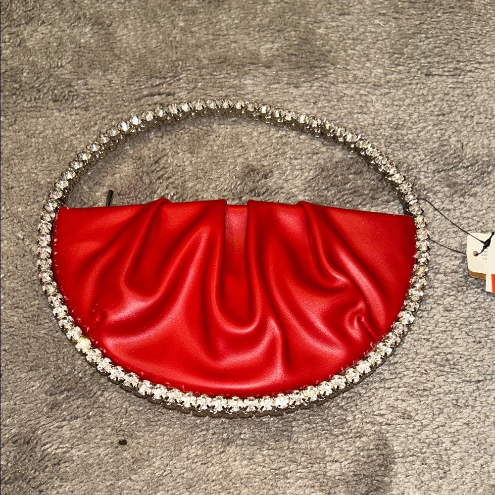 Red Rhinestone Embellished Women's Bag